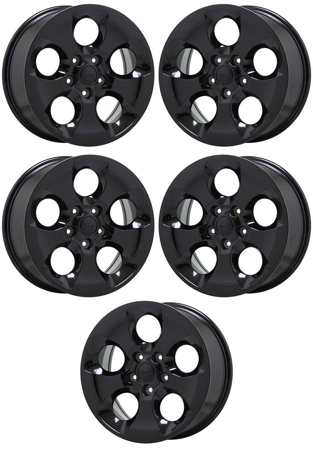 18" Jeep Wrangler Altitude Gloss Black wheels rims Factory OEM set5 9119